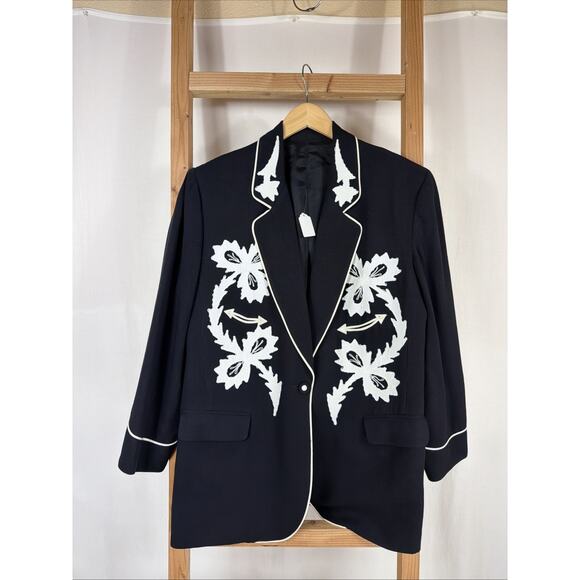 Karen Kane Pants - Vintage Y2K Karen Kane Black White Detail One Button Blazer #1299 Size 10